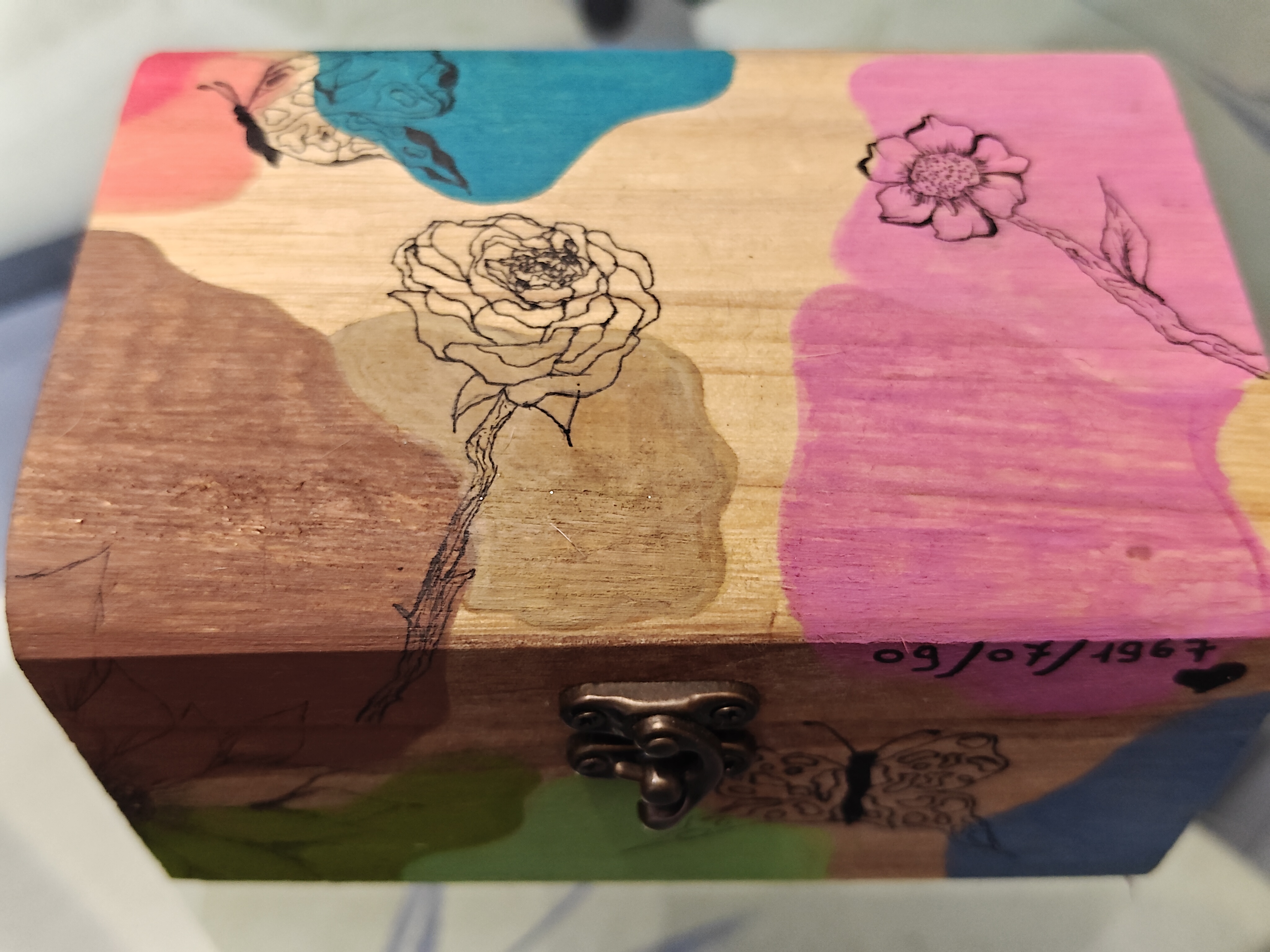 Original painted wooden chest
